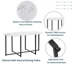 Ensemble de salle à manger moderne en marbre pour 6 personnes avec structure en métal, table rectangulaire en marbre autocollant et 6 chaises pour salle à manger et cuisine.