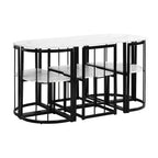 Ensemble de salle à manger moderne en marbre pour 6 personnes avec structure en métal, table rectangulaire en marbre autocollant et 6 chaises pour salle à manger et cuisine.