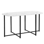 Ensemble de salle à manger moderne en marbre pour 6 personnes avec structure en métal, table rectangulaire en marbre autocollant et 6 chaises pour salle à manger et cuisine.