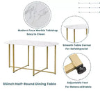 Ensemble de salle à manger moderne en marbre pour 6 personnes avec structure en métal, table rectangulaire en marbre autocollant et 6 chaises pour salle à manger et cuisine.