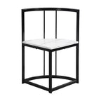 Ensemble de salle à manger moderne en marbre pour 6 personnes avec structure en métal, table rectangulaire en marbre autocollant et 6 chaises pour salle à manger et cuisine.