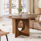 Table à manger ronde de 47" pour 4 à 6 personnes, tables de cuisine circulaires avec base piédestal robuste, mobilier de salle à manger peu encombrant pour salle à manger, cuisine