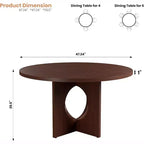 Table à manger ronde de 47" pour 4 à 6 personnes, tables de cuisine circulaires avec base piédestal robuste, mobilier de salle à manger peu encombrant pour salle à manger, cuisine