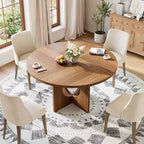 Table à manger ronde de 47" pour 4 à 6 personnes, tables de cuisine circulaires avec base piédestal robuste, mobilier de salle à manger peu encombrant pour salle à manger, cuisine