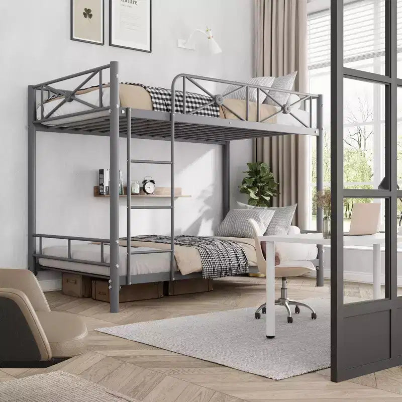Acekool Lit Superposé en Métal Jumeau sur Jumeau avec Barrières de Sécurité Design en Acier Peu Encombrant