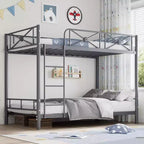 Acekool Metal Bunk Bed Twin Over Twin with Guard Rails Space Saving Steel Frame Design