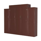 Lit escamotable MAYEERTY Queen Size avec 2 armoires et étagère de rangement, Cadre de lit multifonctionnel pliable pour chambre à coucher, Noyer