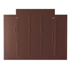 Lit escamotable MAYEERTY Queen Size avec 2 armoires et étagère de rangement, Cadre de lit multifonctionnel pliable pour chambre à coucher, Noyer