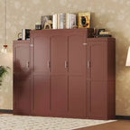 Lit escamotable MAYEERTY Queen Size avec 2 armoires et étagère de rangement, Cadre de lit multifonctionnel pliable pour chambre à coucher, Noyer