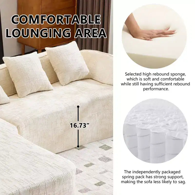 Canapé d'angle Clihome en chenille haute élasticité – Accoudoirs incurvés et 4 coussins offerts