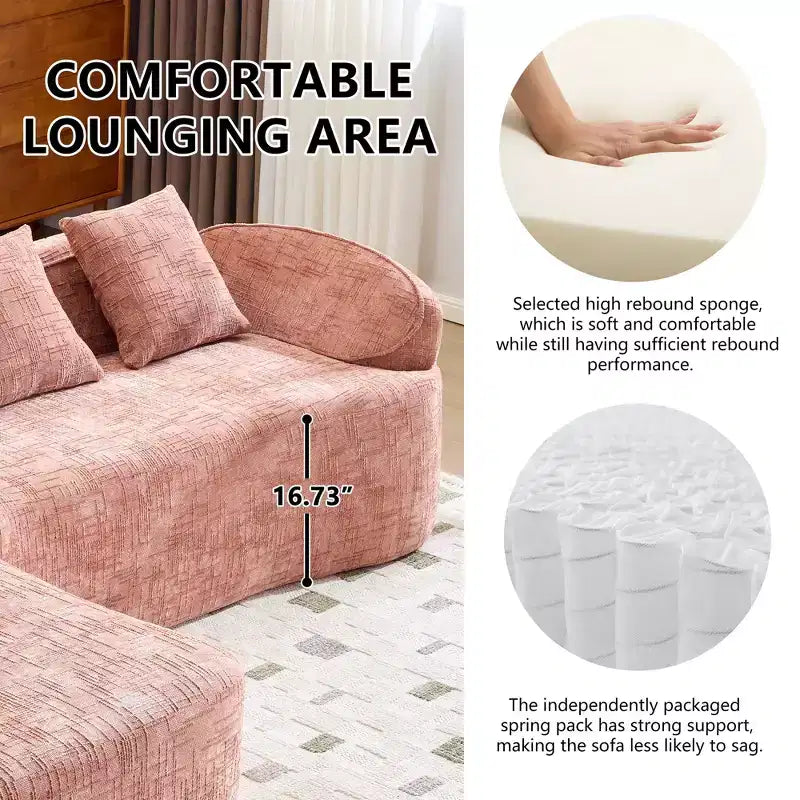 Canapé d'angle Clihome en chenille haute élasticité – Accoudoirs incurvés et 4 coussins offerts