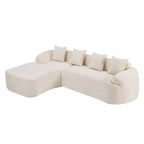 Clihome High-Elastic Chenille L-Shaped Sofa - Curved Armrests & 4 Free Pillows Included