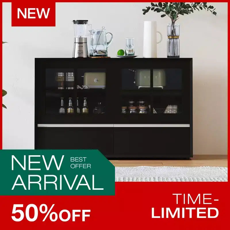 Luck Live Modern 47.04 Armoire de rangement avec portes en acrylique à ouverture par pression, cadre en bois massif contreplaqué, étagères réglables et 2 tiroirs