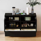 Luck Live Modern 47.04 Armoire de rangement avec portes en acrylique à ouverture par pression, cadre en bois massif contreplaqué, étagères réglables et 2 tiroirs