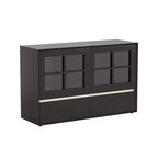 Luck Live Modern 47.04 Armoire de rangement avec portes en acrylique à ouverture par pression, cadre en bois massif contreplaqué, étagères réglables et 2 tiroirs