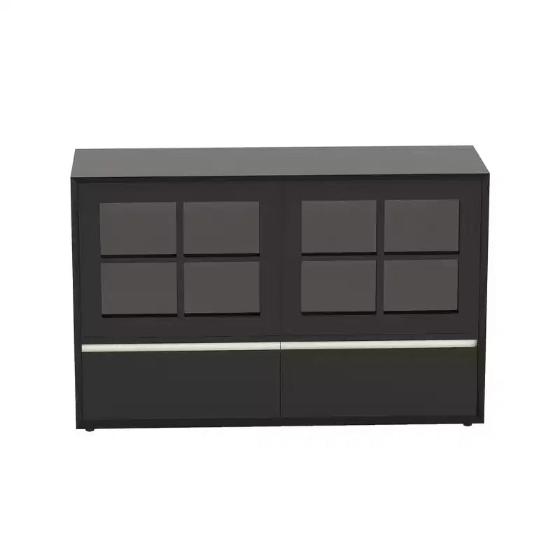 Luck Live Modern 47.04 Armoire de rangement avec portes en acrylique à ouverture par pression, cadre en bois massif contreplaqué, étagères réglables et 2 tiroirs