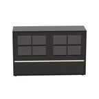 Luck Live Modern 47.04 Armoire de rangement avec portes en acrylique à ouverture par pression, cadre en bois massif contreplaqué, étagères réglables et 2 tiroirs