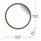 Miroir Mural Rond Rustique de 28 po, Miroir Décoratif Circulaire en Bois de Sapin pour Entrée et Salon - Panipeachy