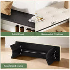 Banc Lantine en bois massif avec coussin amovible, banc à chaussures moderne de 55 pouces pour entrée, salle à manger, salon, pied de lit
