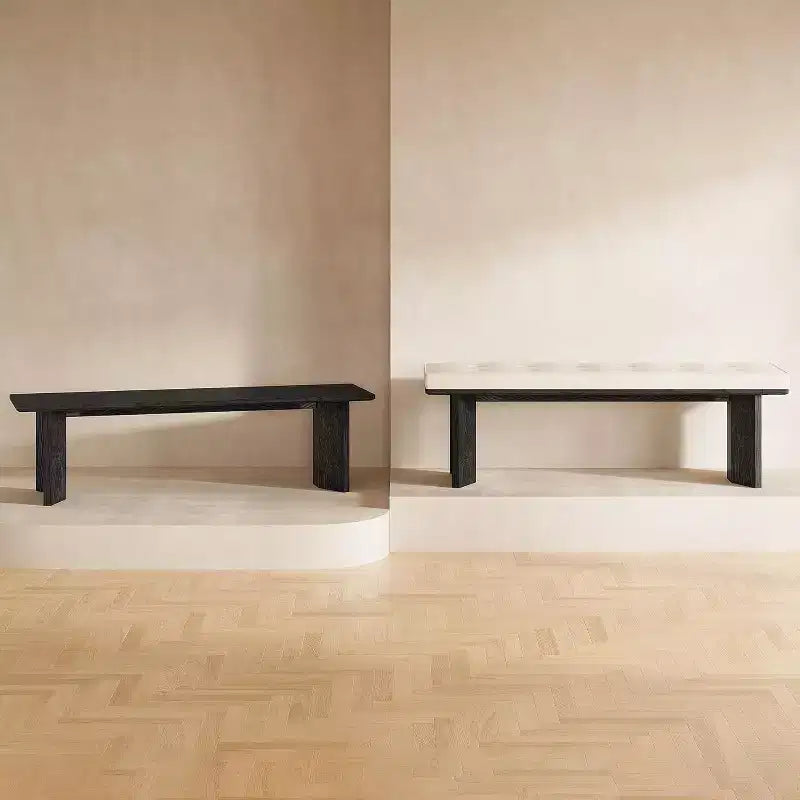 Banc Lantine en bois massif avec coussin amovible, banc à chaussures moderne de 55 pouces pour entrée, salle à manger, salon, pied de lit