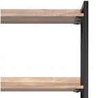 Bibliothèque étroite moderne industrielle Paola en MANGUIER MASSIF 74 po x 20 po avec armoire, coloris naturel