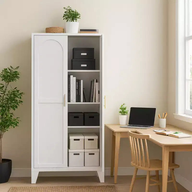 Homy Casa Armoire de Rangement en Métal avec Portes et Étagères Réglables