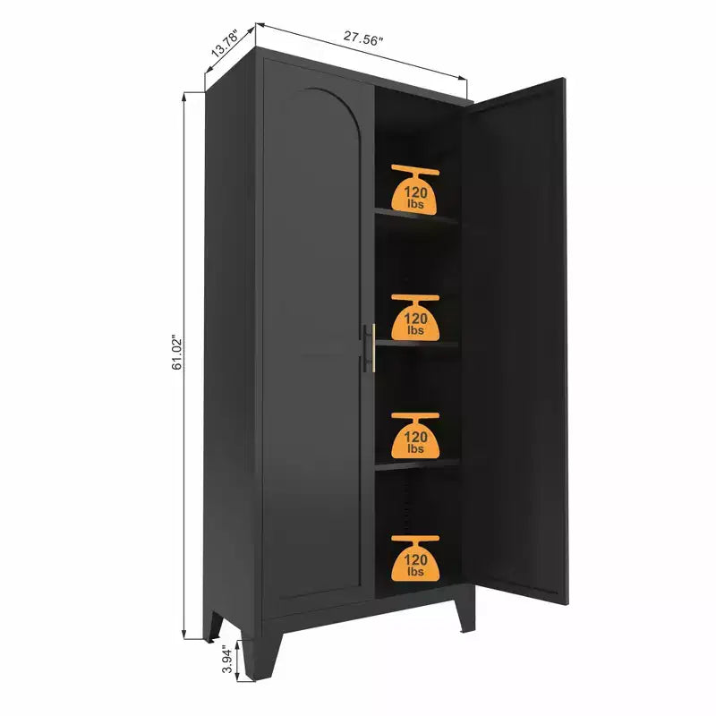 Homy Casa Armoire de Rangement en Métal avec Portes et Étagères Réglables