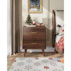 BALHAM TRADE-2 Tables de chevet modernes en bois avec 2 tiroirs, tables d'appoint cannelées pour chambre à coucher et salon