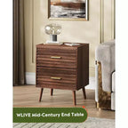 BALHAM TRADE-2 Tables de chevet modernes en bois avec 2 tiroirs, tables d'appoint cannelées pour chambre à coucher et salon