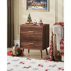BALHAM TRADE-2 Tables de chevet modernes en bois avec 2 tiroirs, tables d'appoint cannelées pour chambre à coucher et salon
