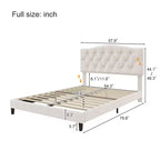 Lit plateforme rembourré pleine/grand lit/très grand lit avec tête de lit incurvée en forme de selle réglable et capitonnage en losange, cadre de lit en bois pour chambre à coucher
