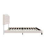 Lit plateforme rembourré pleine/grand lit/très grand lit avec tête de lit incurvée en forme de selle réglable et capitonnage en losange, cadre de lit en bois pour chambre à coucher