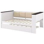 Lit de repos en bois double/complet avec étagères de rangement et lit gigogne, lit de repos avec dossier rembourré et USB