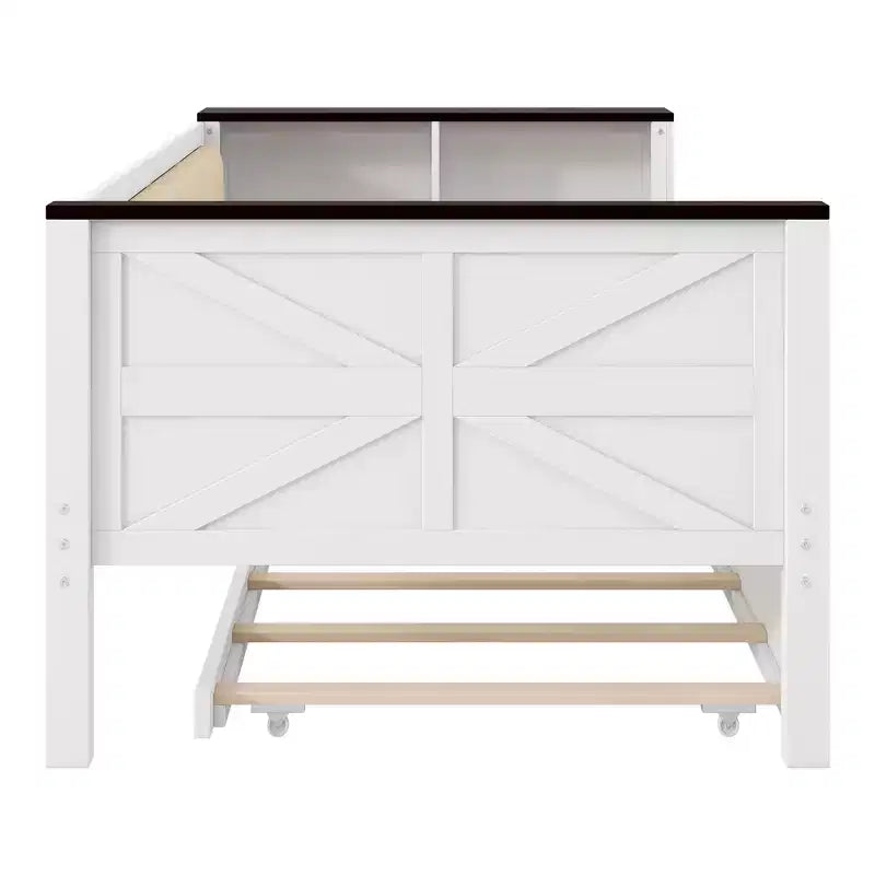 Lit de repos en bois double/complet avec étagères de rangement et lit gigogne, lit de repos avec dossier rembourré et USB