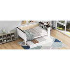 Lit de repos en bois double/complet avec étagères de rangement et lit gigogne, lit de repos avec dossier rembourré et USB