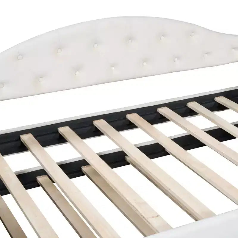 Lit de repos capitonné taille double avec lit gigogne, canapé-lit double en velours pour chambre à coucher