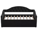Lit de repos capitonné taille double avec lit gigogne, canapé-lit double en velours pour chambre à coucher