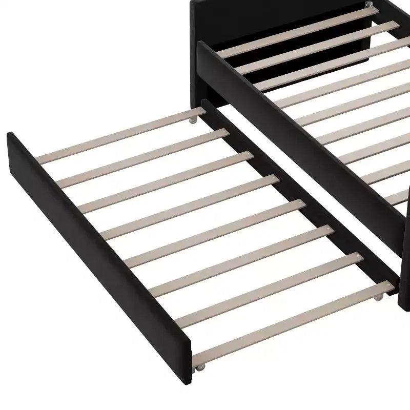 Lit de repos capitonné taille double avec lit gigogne, canapé-lit double en velours pour chambre à coucher