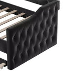 Lit de repos capitonné taille double avec lit gigogne, canapé-lit double en velours pour chambre à coucher