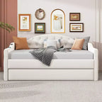 Lit de repos capitonné taille double avec lit gigogne, canapé-lit double en velours pour chambre à coucher