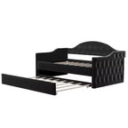 Lit de repos capitonné taille double avec lit gigogne, canapé-lit double en velours pour chambre à coucher