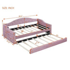 Lit de repos capitonné taille double avec lit gigogne, canapé-lit double en velours pour chambre à coucher