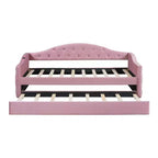 Lit de repos capitonné taille double avec lit gigogne, canapé-lit double en velours pour chambre à coucher