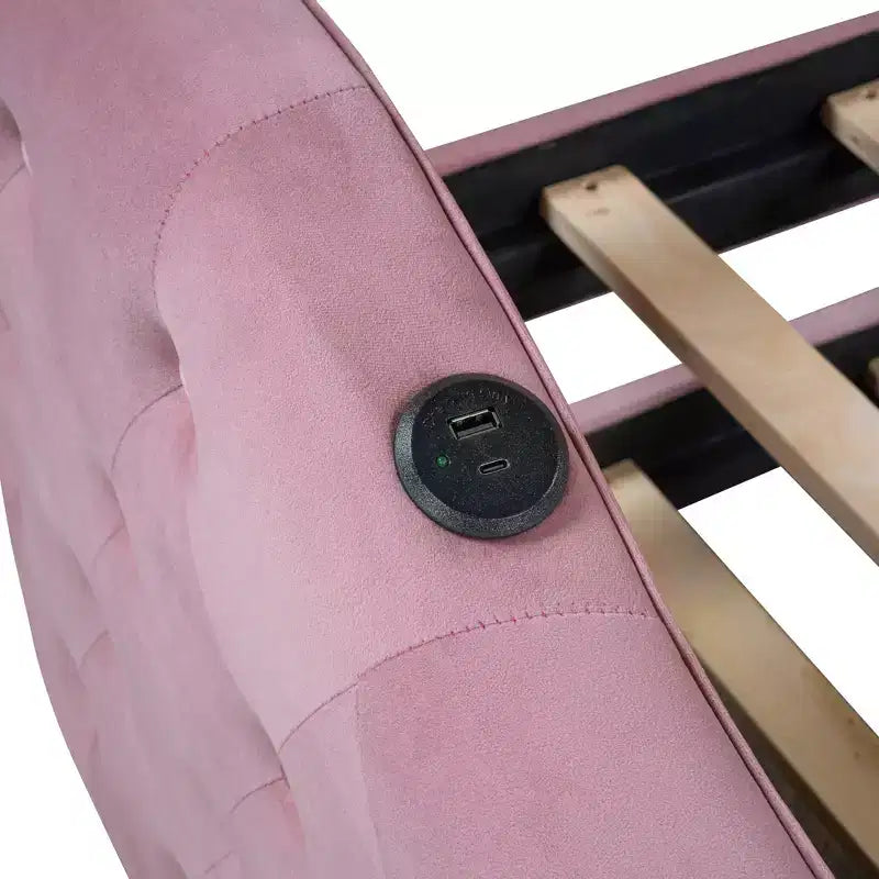 Lit de repos capitonné taille double avec lit gigogne, canapé-lit double en velours pour chambre à coucher