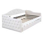 Lit de repos capitonné taille double avec lit gigogne, canapé-lit double en velours pour chambre à coucher