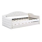 Lit de repos capitonné taille double avec lit gigogne, canapé-lit double en velours pour chambre à coucher