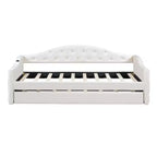 Lit de repos capitonné taille double avec lit gigogne, canapé-lit double en velours pour chambre à coucher
