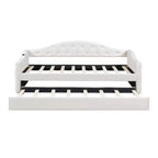 Lit de repos capitonné taille double avec lit gigogne, canapé-lit double en velours pour chambre à coucher