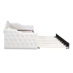 Lit de repos capitonné taille double avec lit gigogne, canapé-lit double en velours pour chambre à coucher