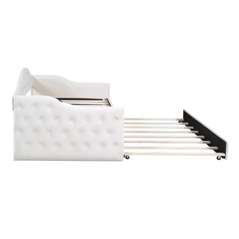 Lit de repos capitonné taille double avec lit gigogne, canapé-lit double en velours pour chambre à coucher